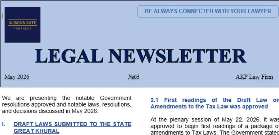 We are delivering Issue No. 63 of the “Legal News” for May 2026 to you.